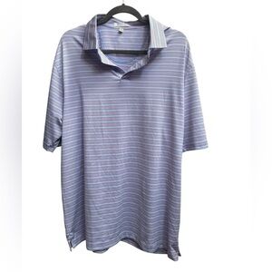 STRAIGHT DOWN Men’s Luxury Golf Polo Shirt SZ XXL Blue White Micro Stripe NWOT